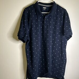 Old Navy short sleeve polo size XL white anchors navy blue
